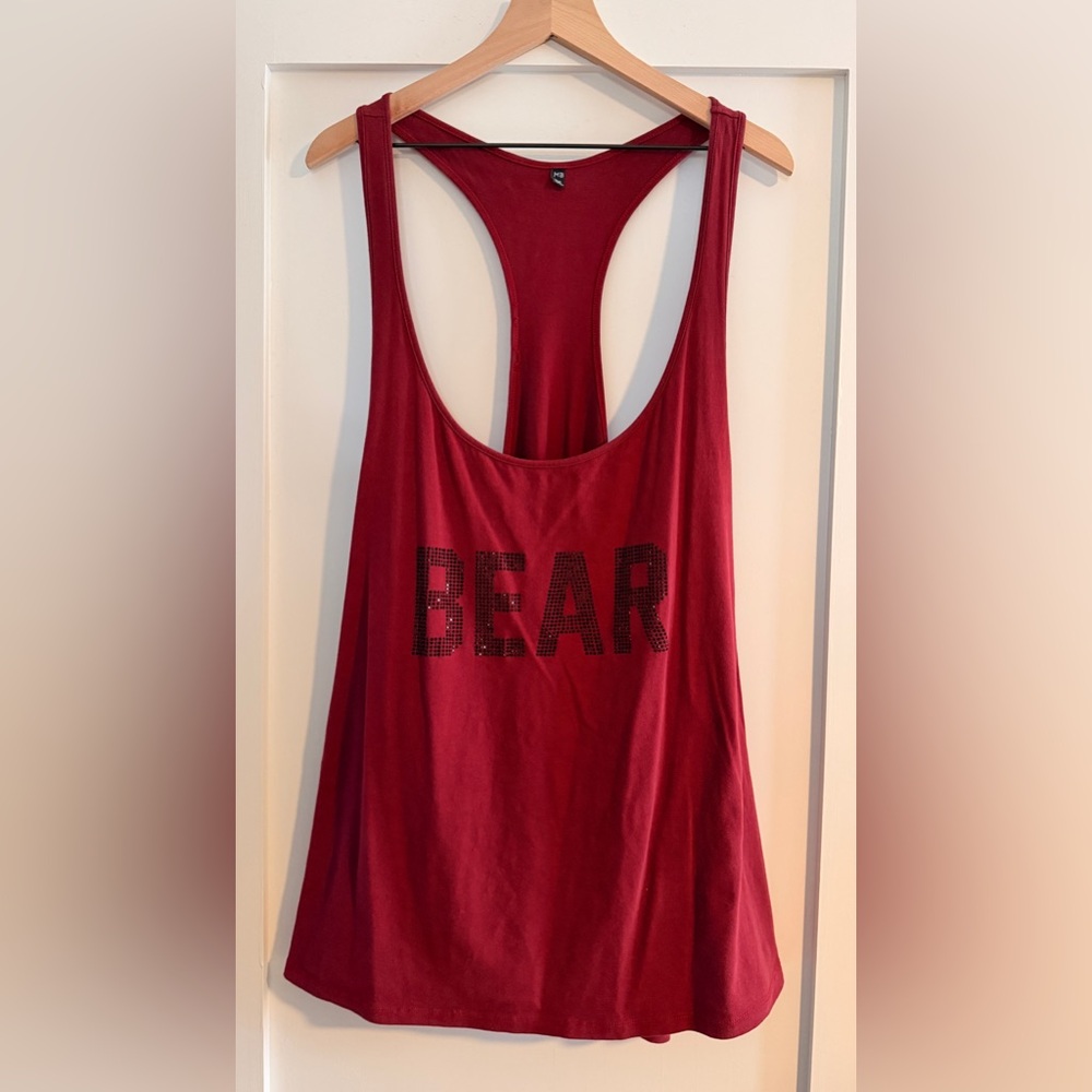 Men’s MistrBear Gym Tank Top - Red Size 3XL - Rhinestone “Bear”